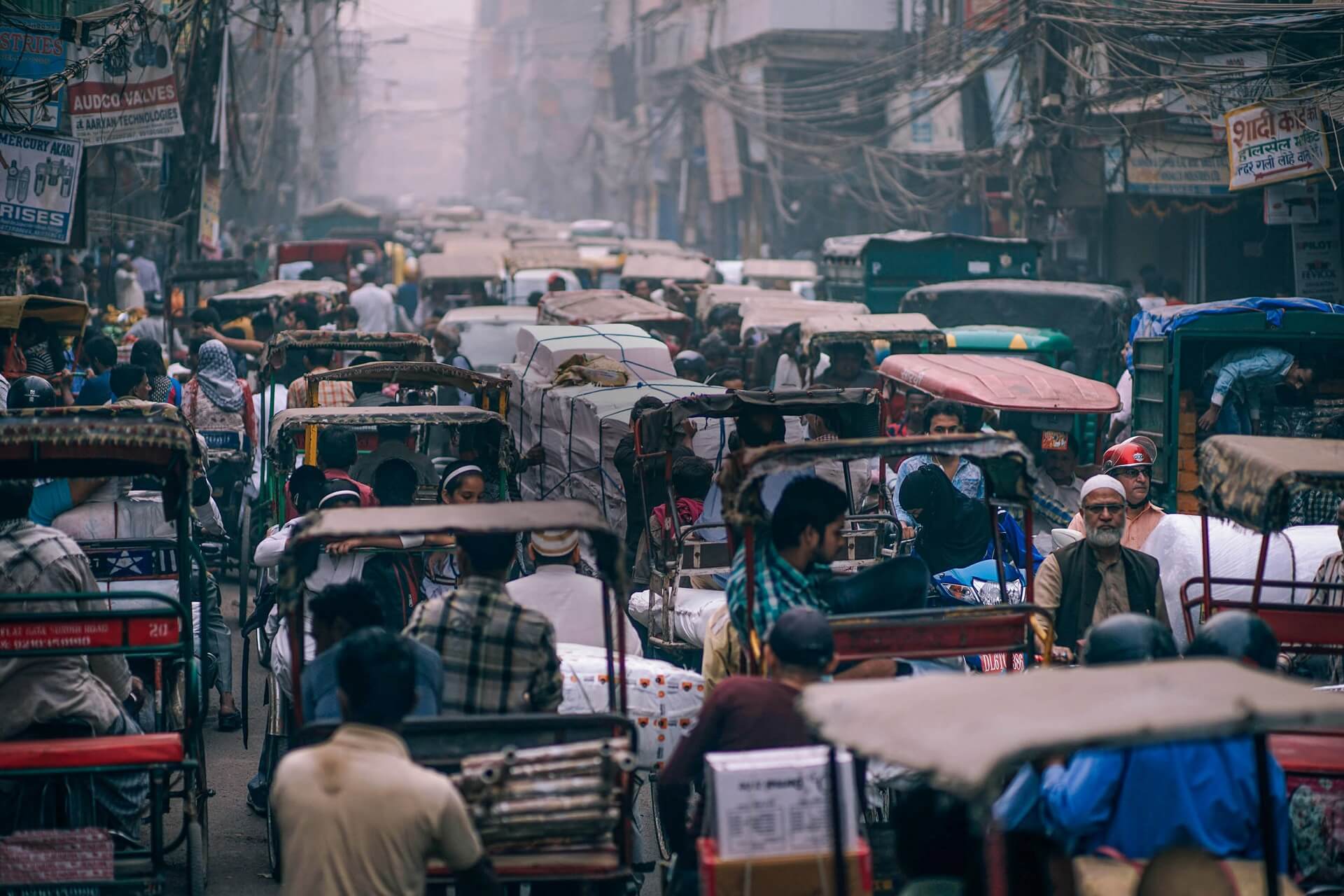 Busy street in India